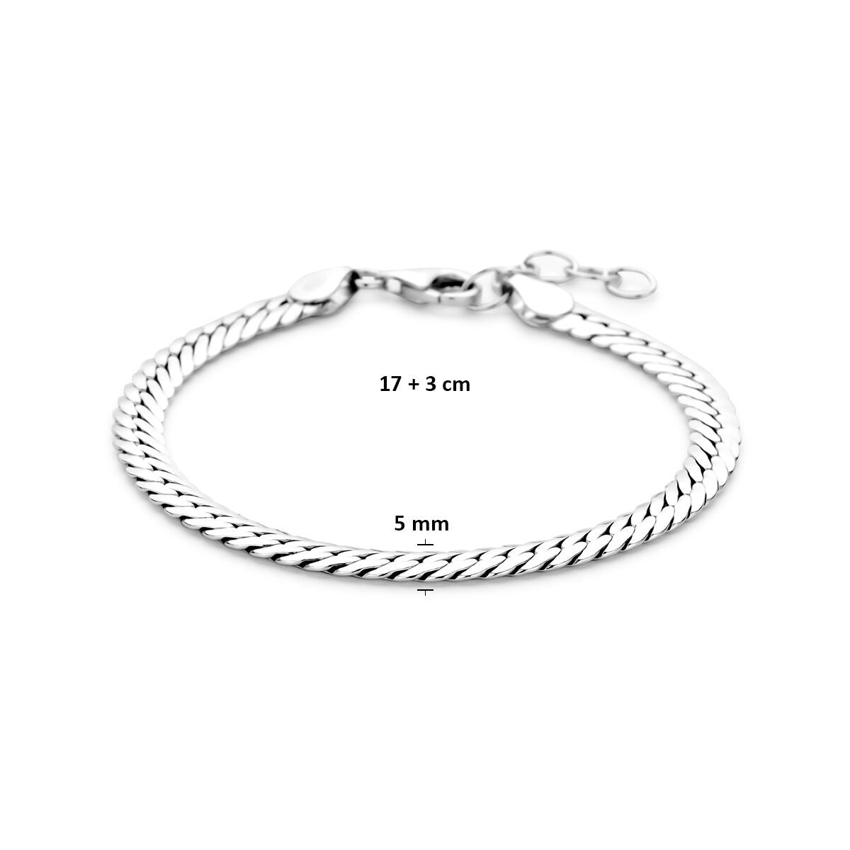 Bracciale in argento 925 rodiato con maglia gourmette 17–20 cm