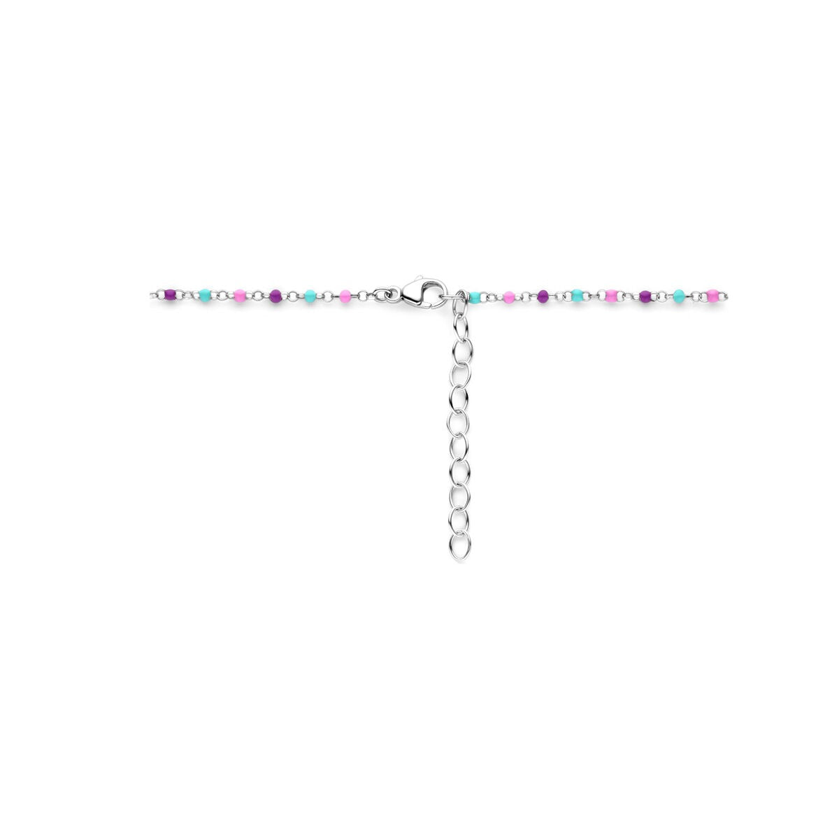Collier per bambini in argento rodiato con sferette in smalto – 36-40cm