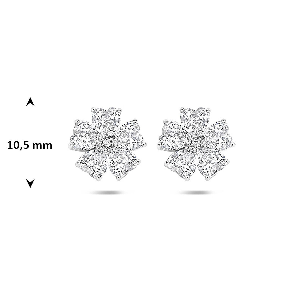 Orecchini a bottone in argento con zircone a forma di cuore – argento 925 rodiato