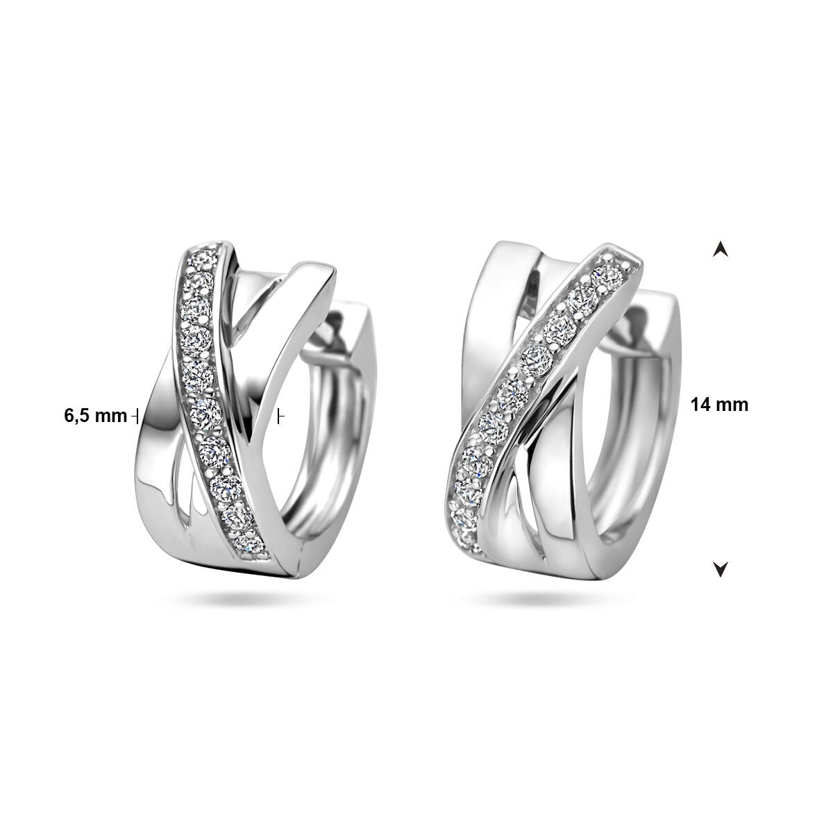 Orecchini a cerchio in argento con zirconi - argento 925 rodiato (set)