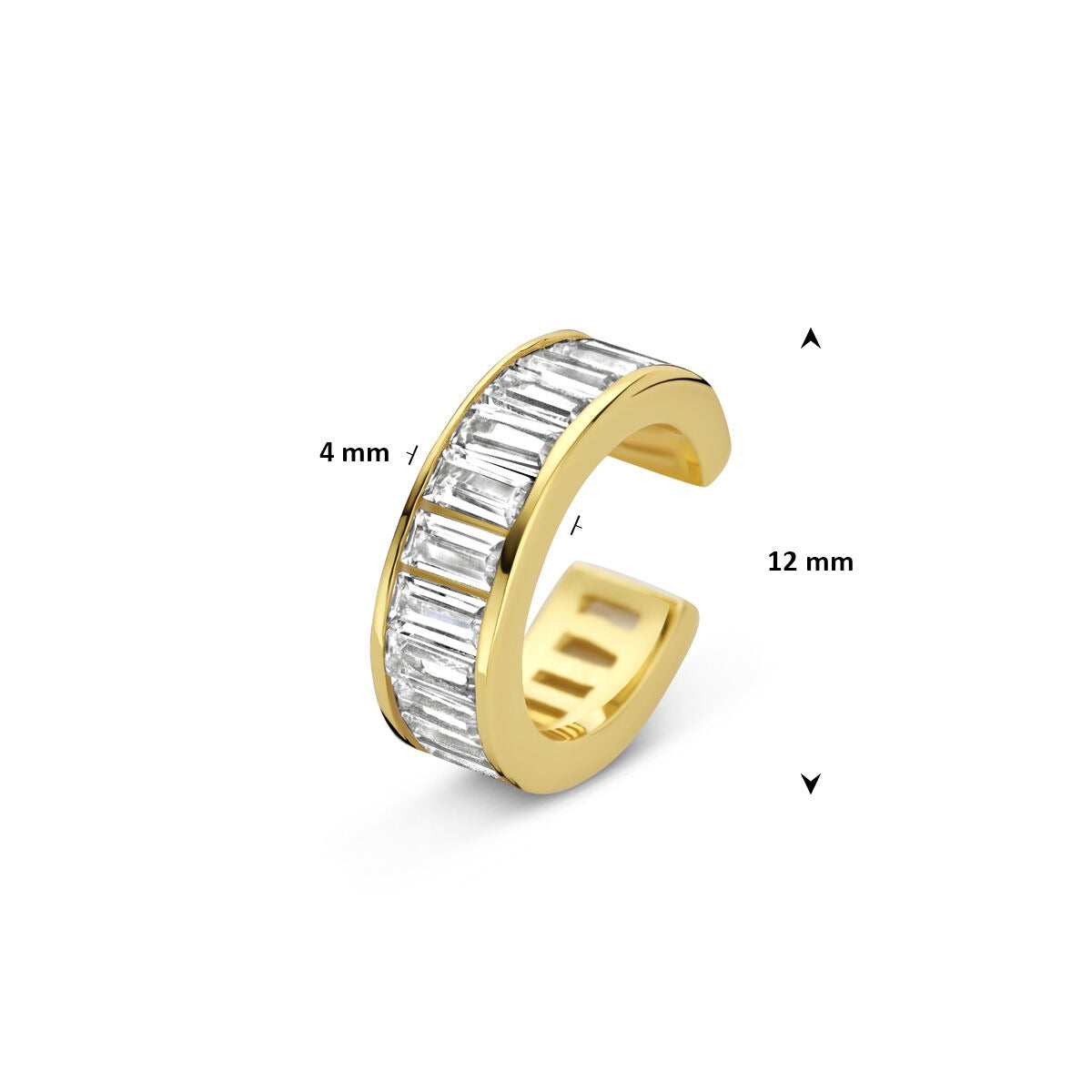 Ear cuff in argento dorato con zirconia – finezza scintillante senza foro