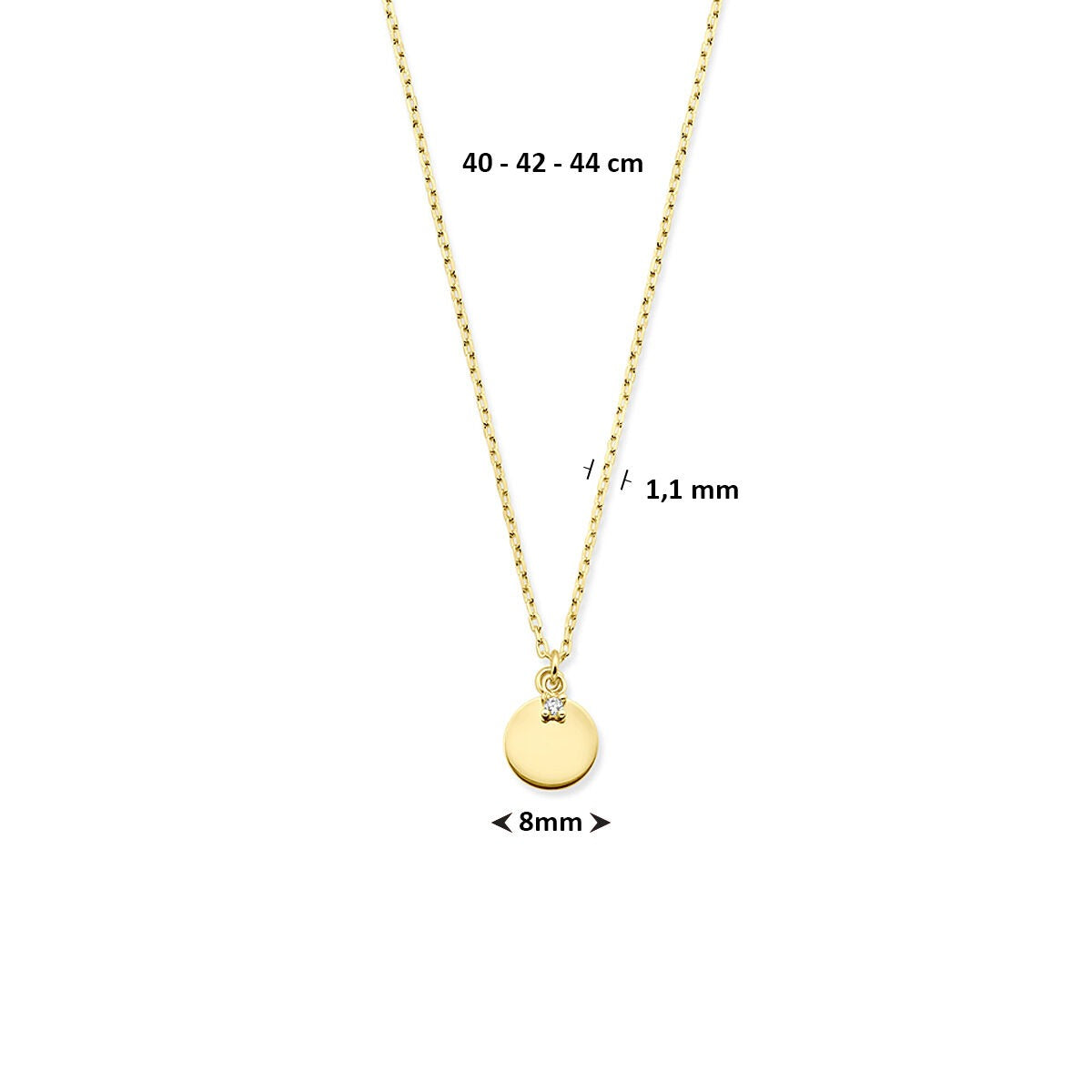 Collier in oro giallo 14k con tondino e zirconia – 40-44cm