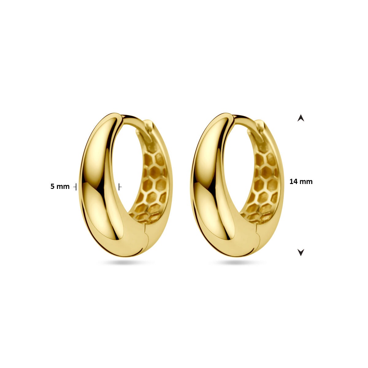 Orecchini a cerchio color oro giallo 9k 14 mm