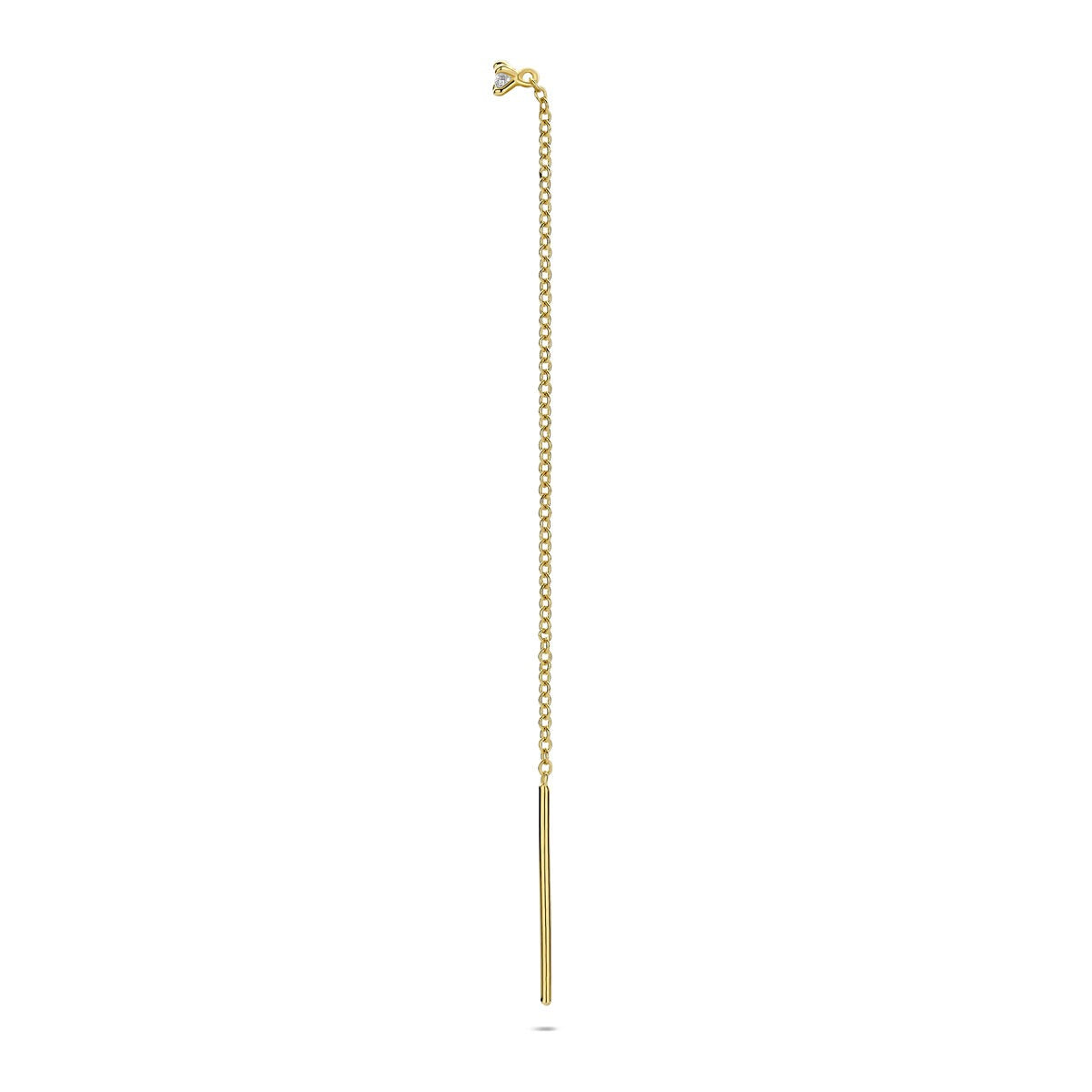 Orecchino a catenina passante in oro giallo 14k con diamante