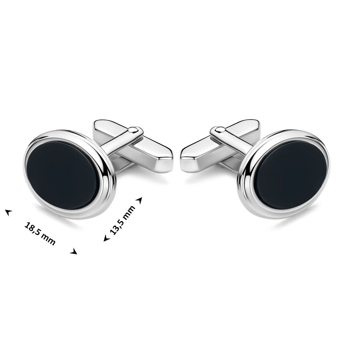 Gemelli in argento 925 rodiato con onice