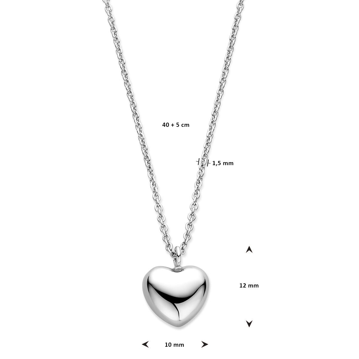 Collana in argento con cuore – collier rodiato