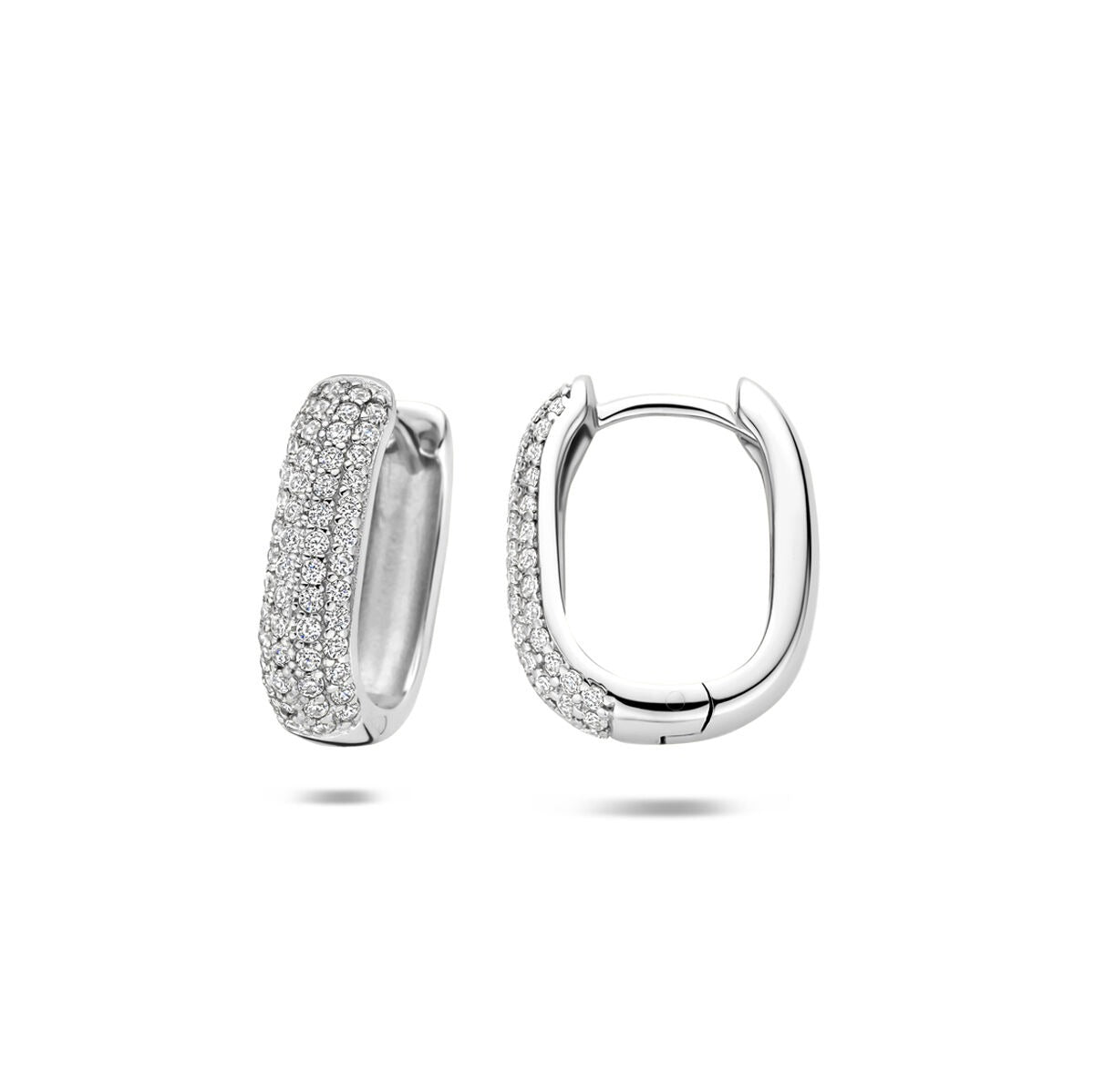 Orecchini a cerchio in argento 925 rodiato con zirconia