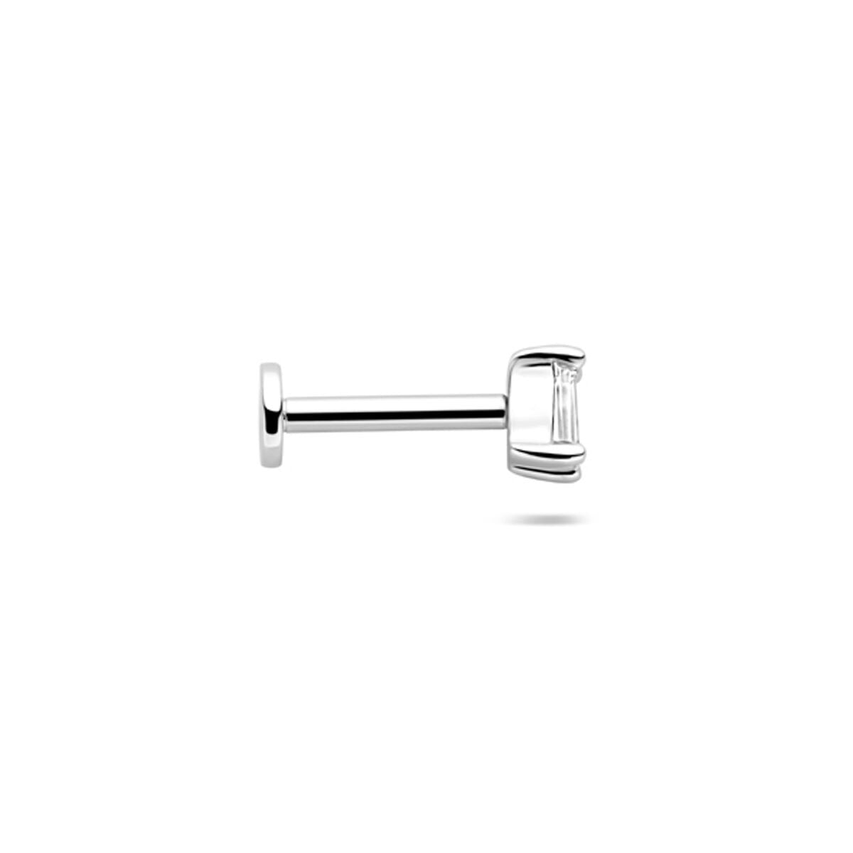 Piercing Flat Back in Argento 925 Rodiato con Zircone