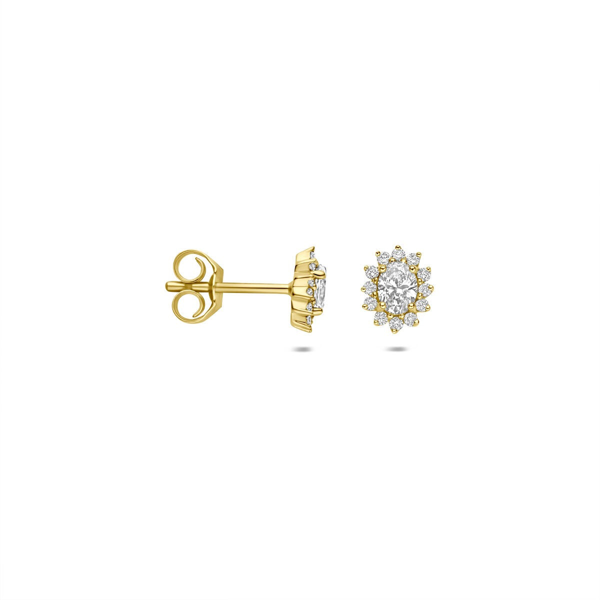 Orecchini a bottone in oro giallo 14k con diamante lab grown 0,43 ct