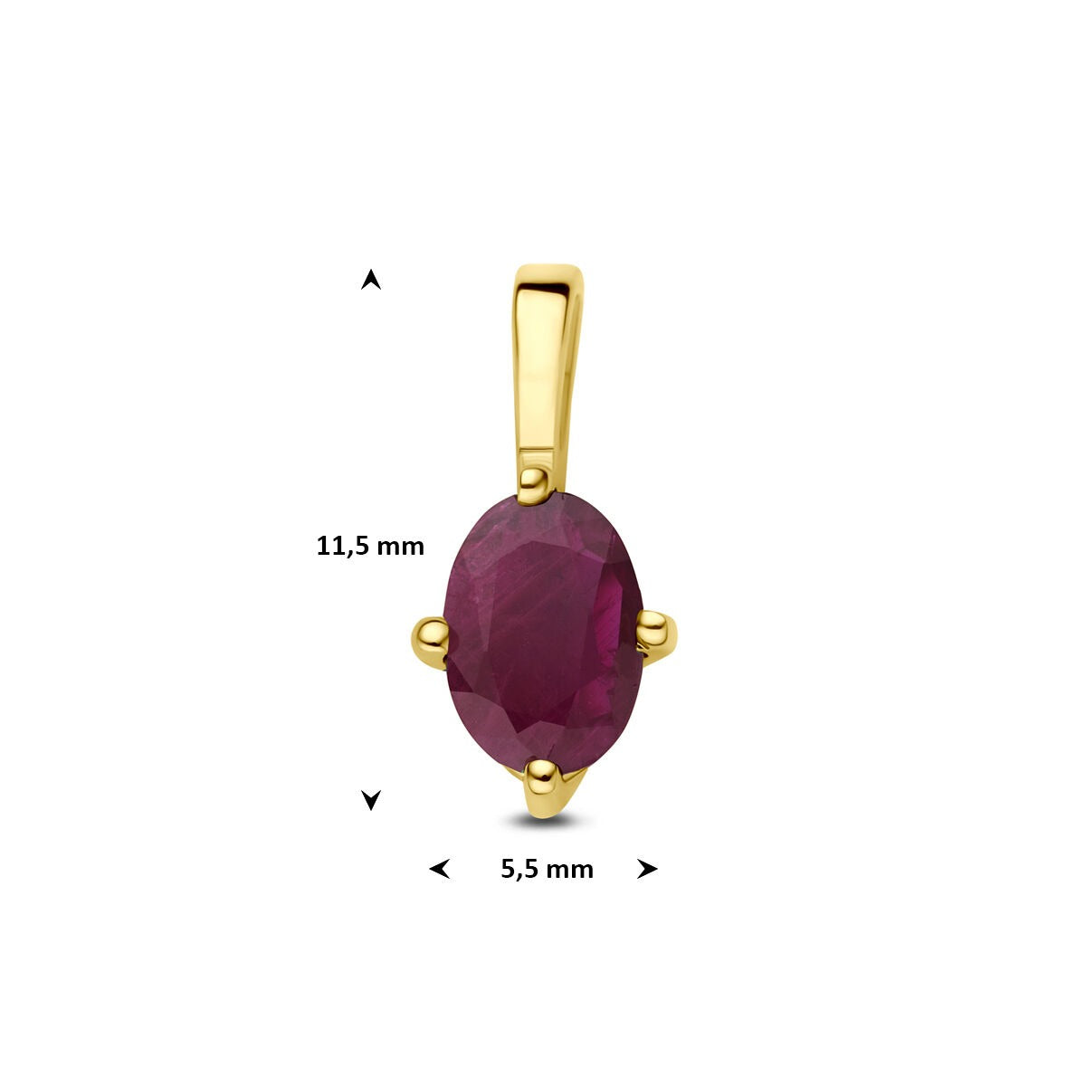 Ciondolo in oro giallo 14k con rubino