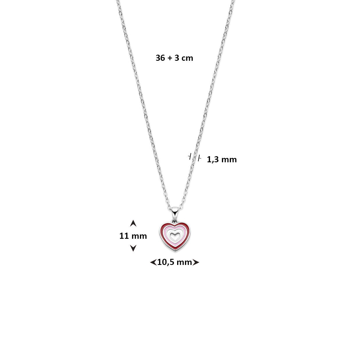 Collana per Bambini in Argento con Cuoricino – Argento 925 Rodiato 36 + 3 cm