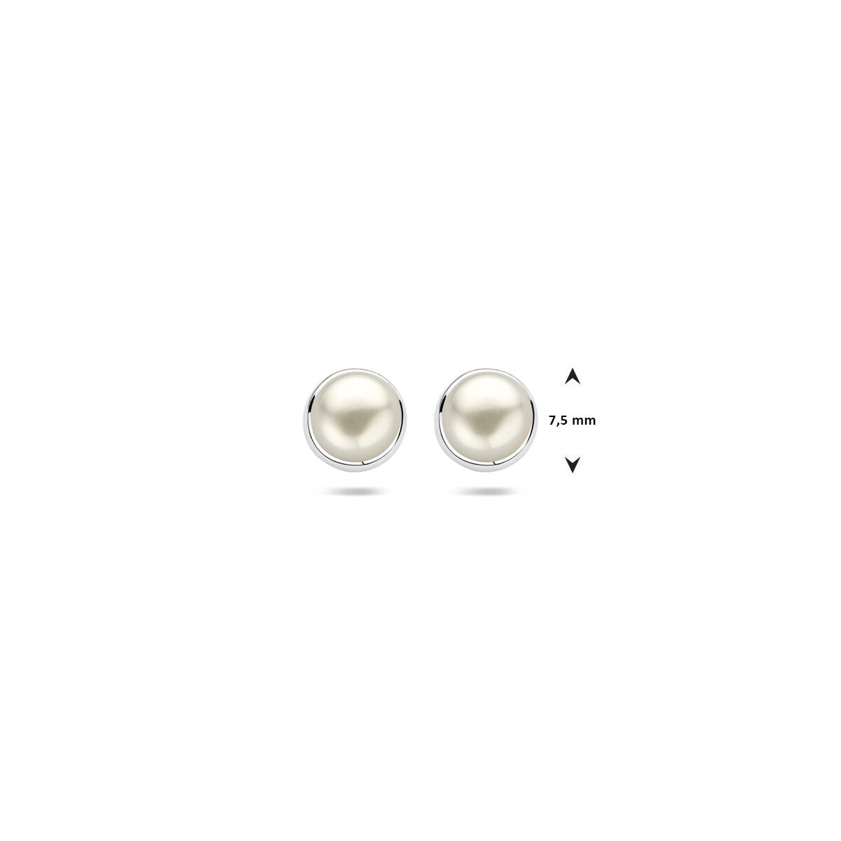 Orecchini a bottone in argento con perla d'acqua dolce – rodiato