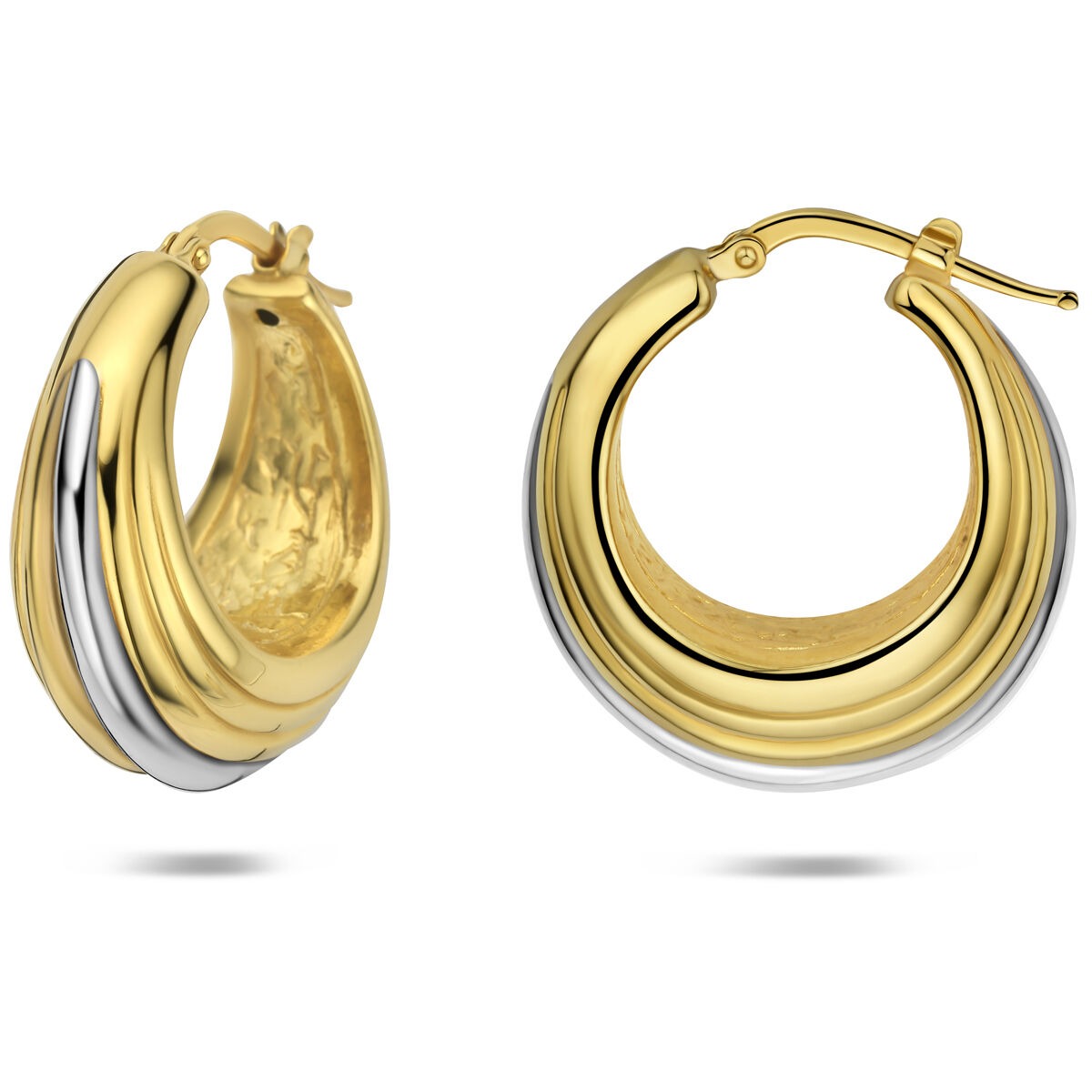 Orecchini a bottone in argento 925 placcato oro 16,5 x 10 mm da donna