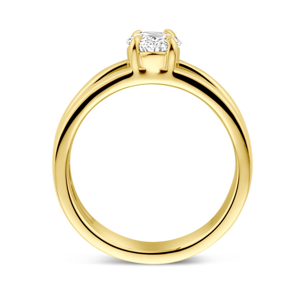 Anello da donna in 14k oro giallo con diamante lab grown ovale da 1.00ct