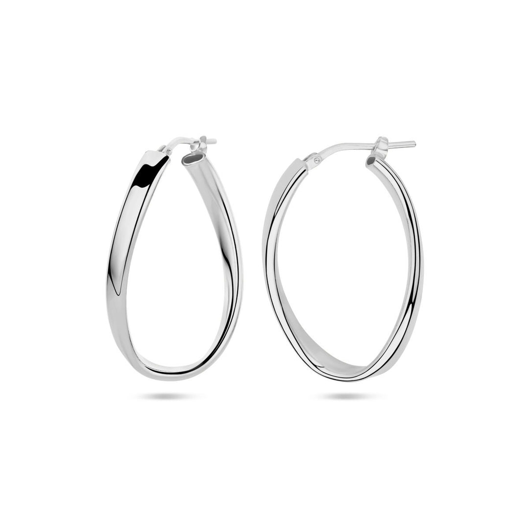 Gerhodineerd zilveren gedraaide oorringen 34 mm