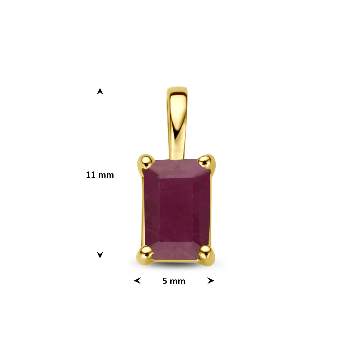 Ciondolo in oro giallo 14k con rubino