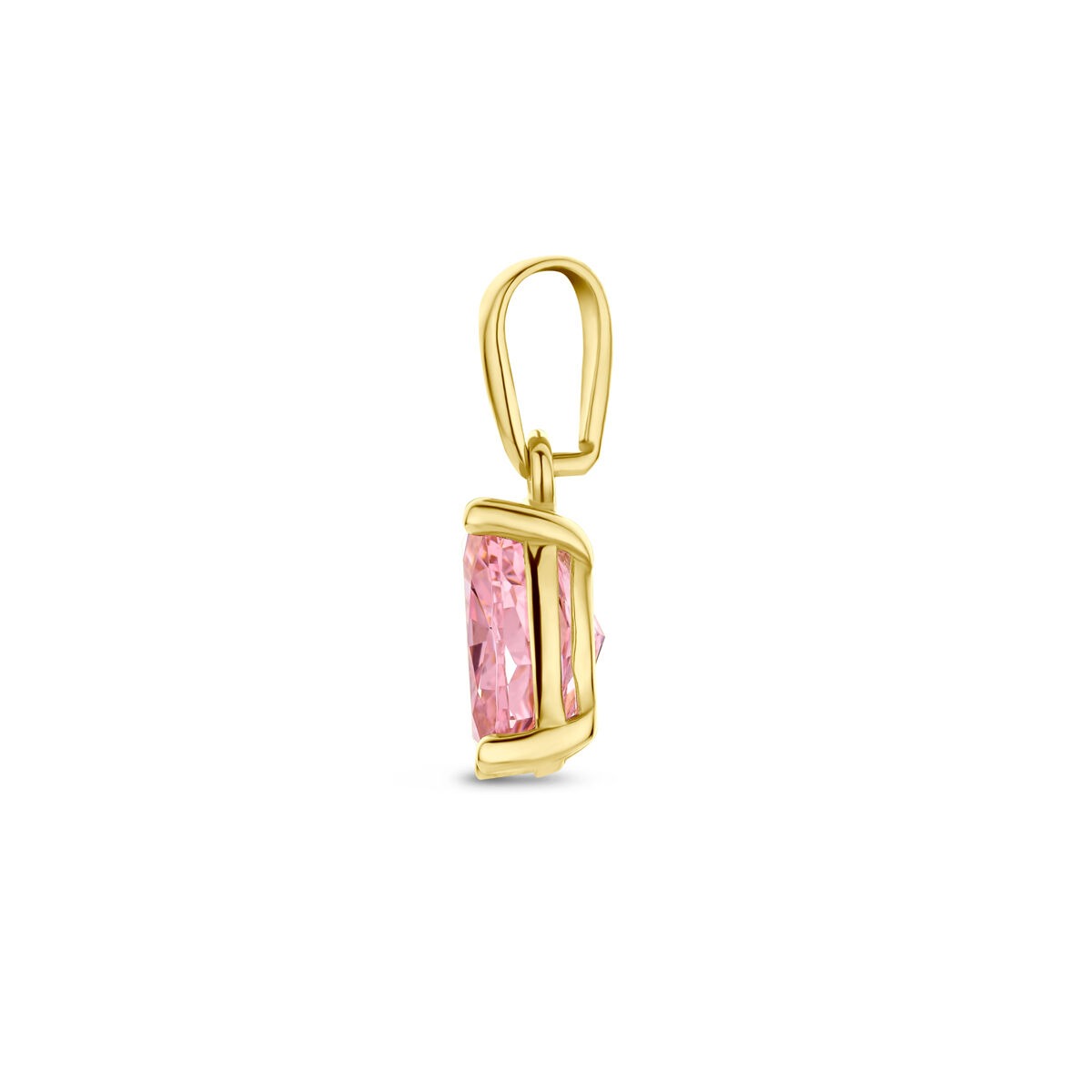 Ciondolo in Oro Giallo 14K con Zircone Rosa – Montatura Ovale