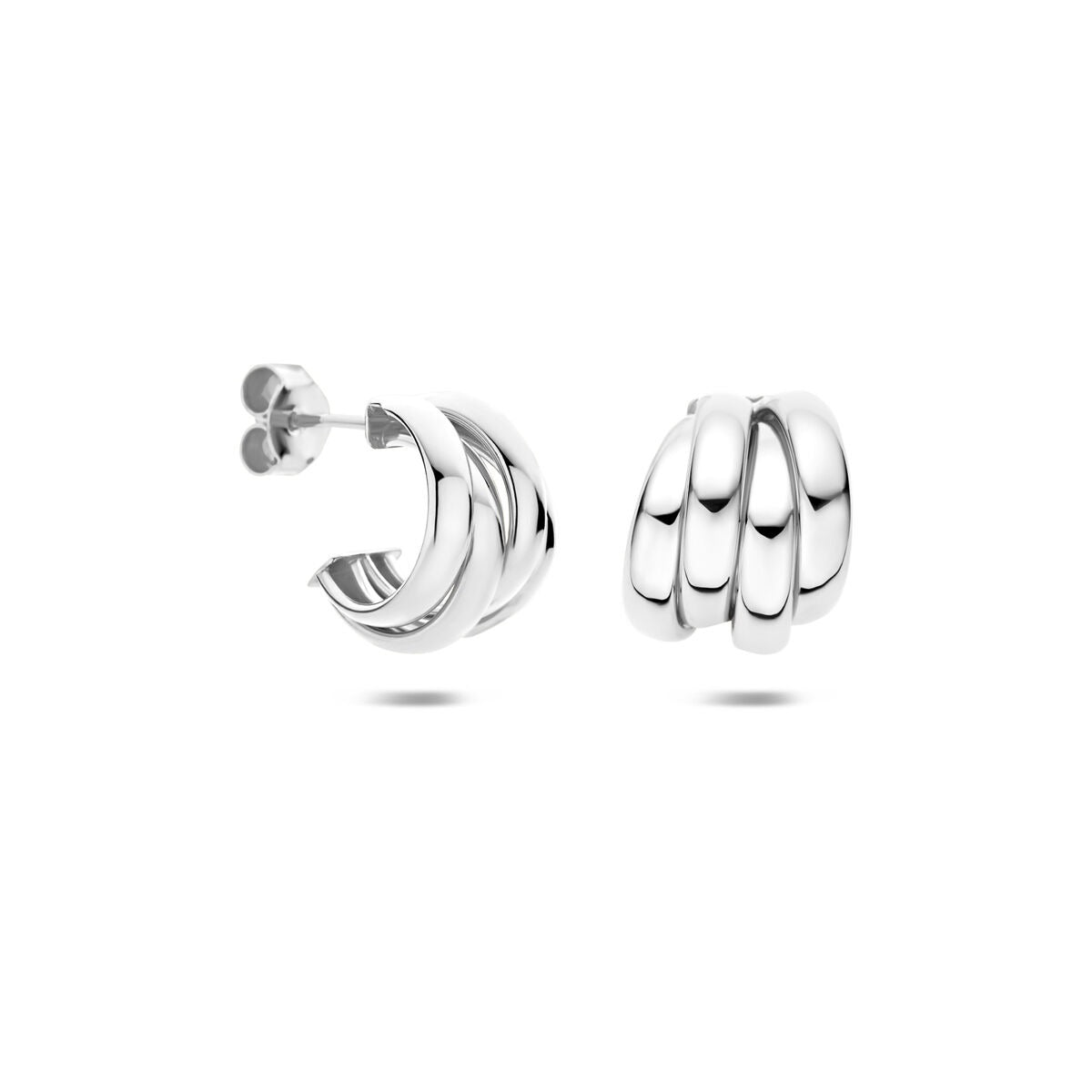 Orecchini a bottone in argento 925 rodiato 15 x 12.5 mm