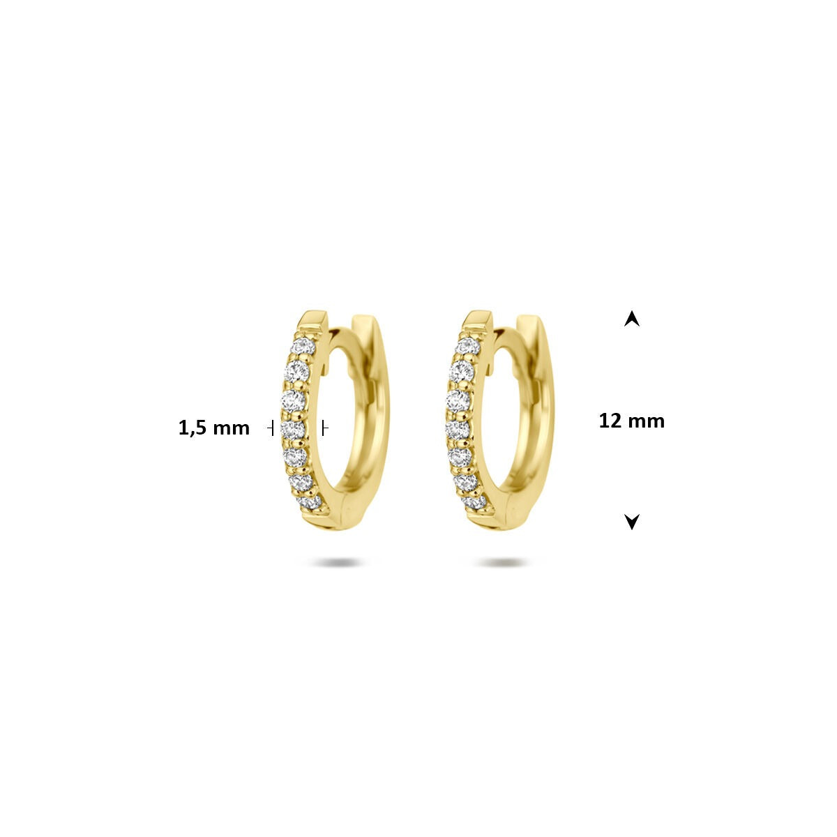 Orecchini a cerchio in oro giallo 14k con diamante coltivato in laboratorio 0,22 ct