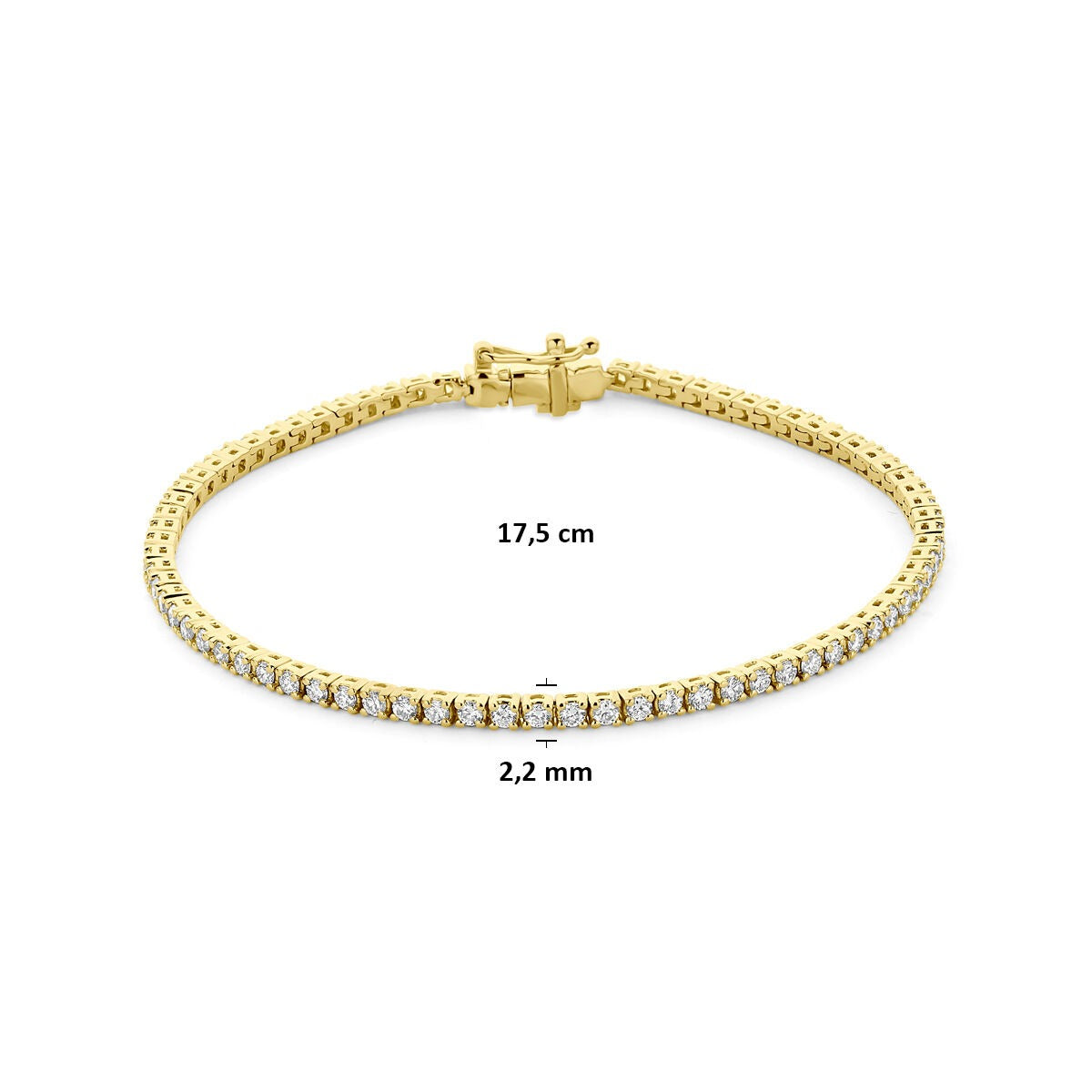 Bracciale tennis in argento 925 dorato con diamante lab grown