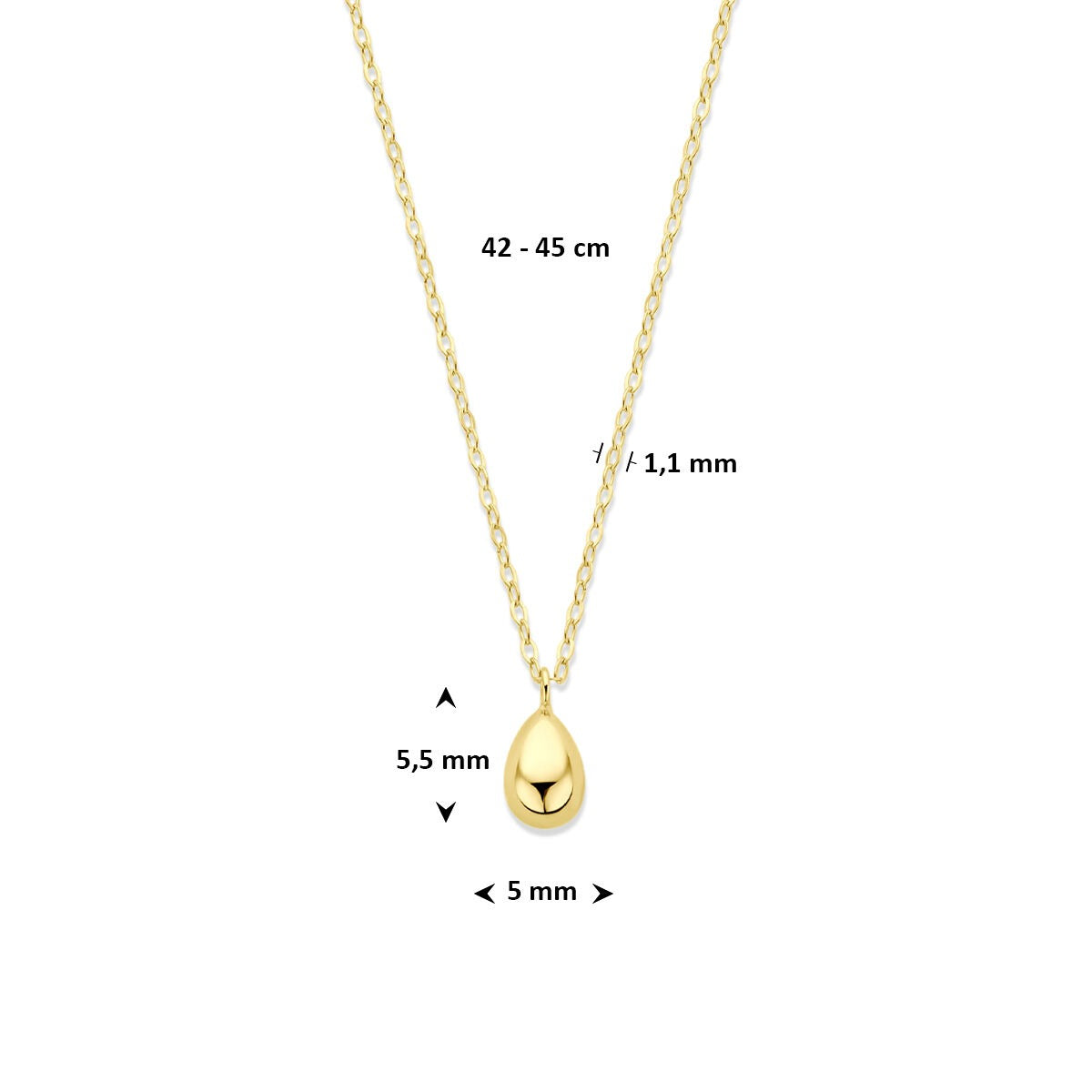 Collana in oro giallo 9k con goccia