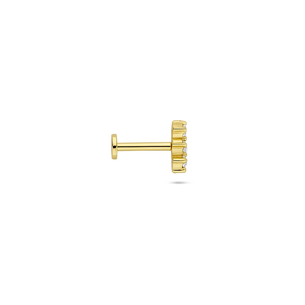Piercing flat back in argento 925 dorato con fila di zirconi