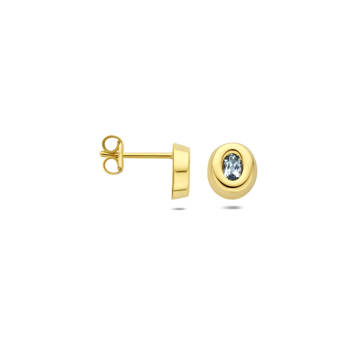 Orecchini a lobo in oro giallo 9k con topazio blu