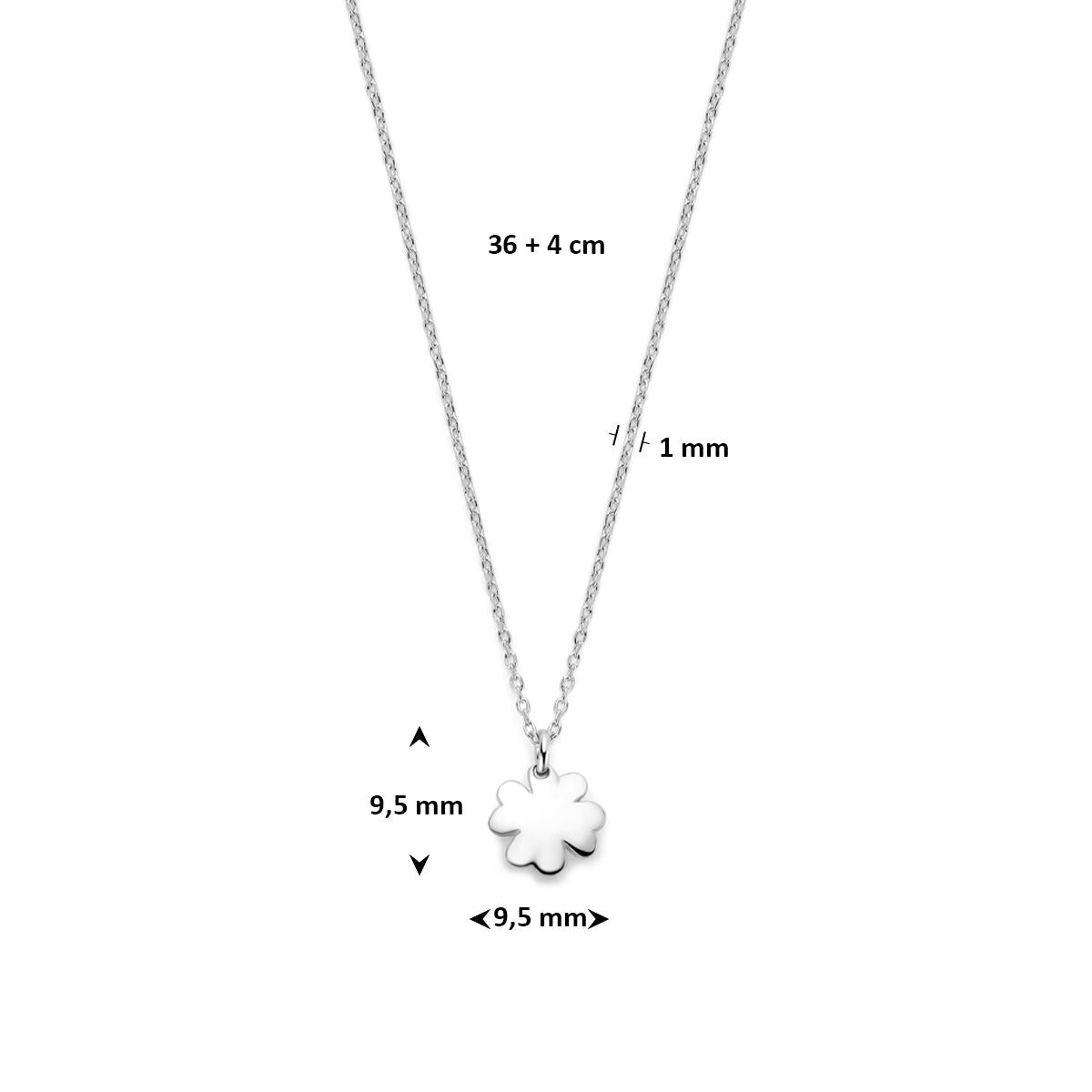 Collana in argento 925 rodiato con quadrifoglio
