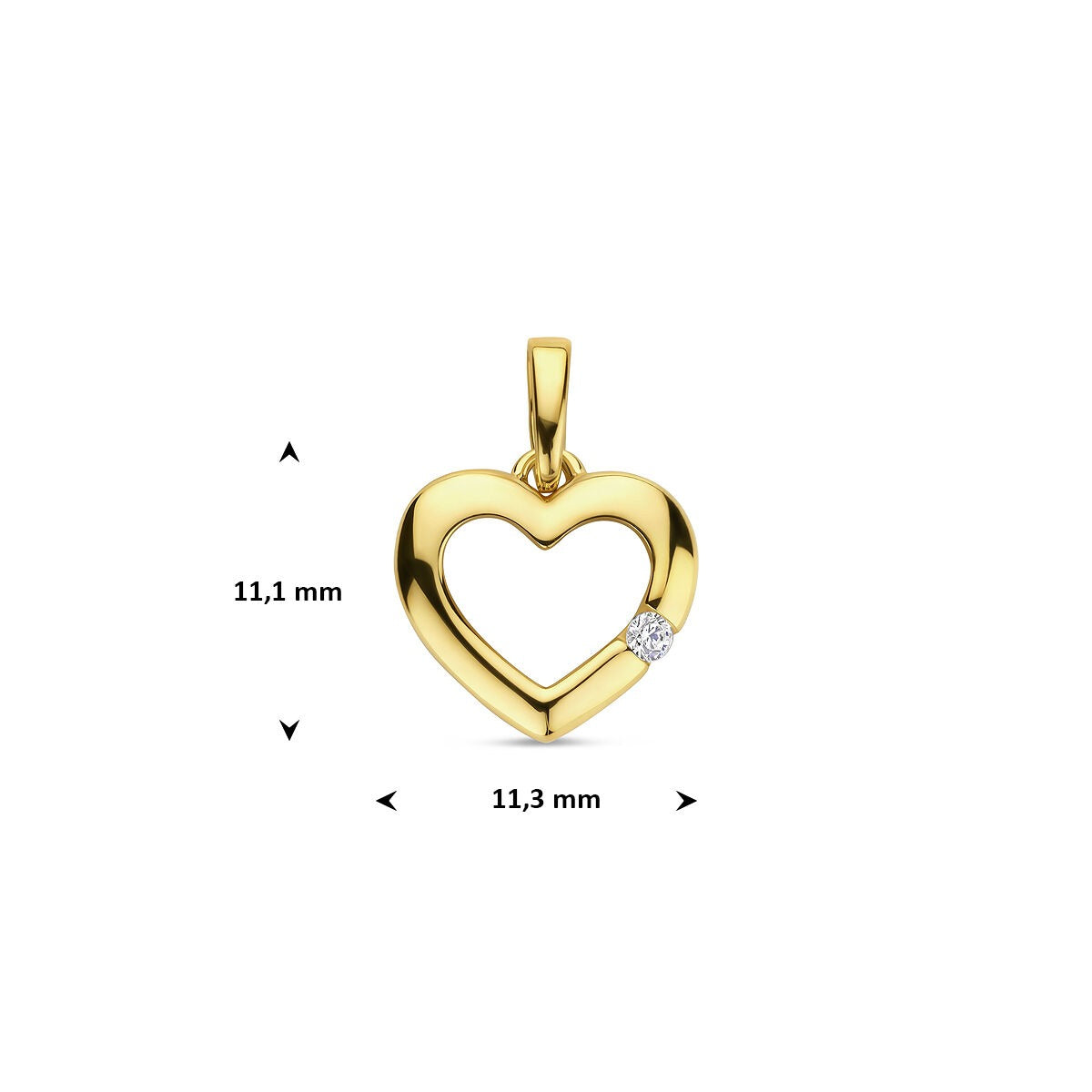 Ciondolo in oro giallo con cuore e zircone – 14k