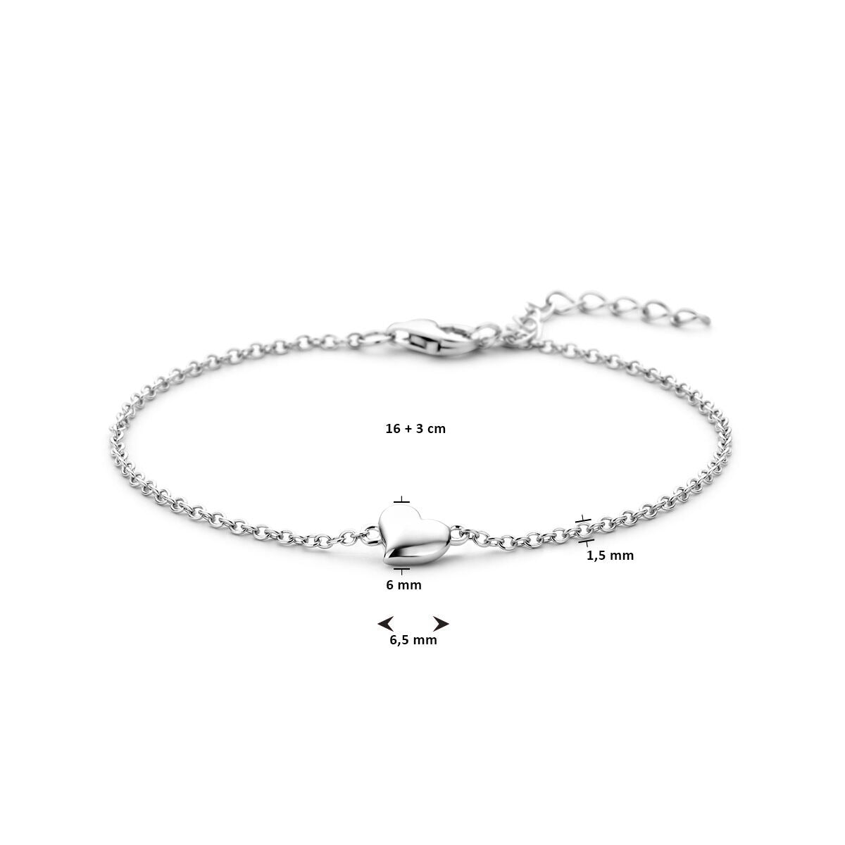 Bracciale in argento con cuore – argento 925 rodiato