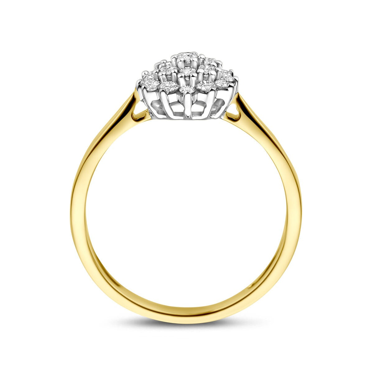 Anello bicolore in oro giallo e bianco 14k con diamante lab grown da 0,33 ct