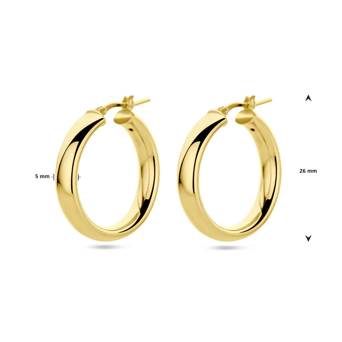 Orecchini a cerchio in argento placcato oro – Semicircolari 26x5 mm
