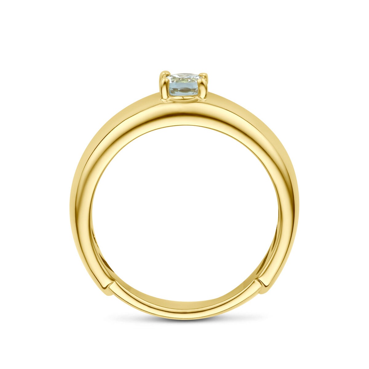 Anello in oro giallo 14k con acquamarina