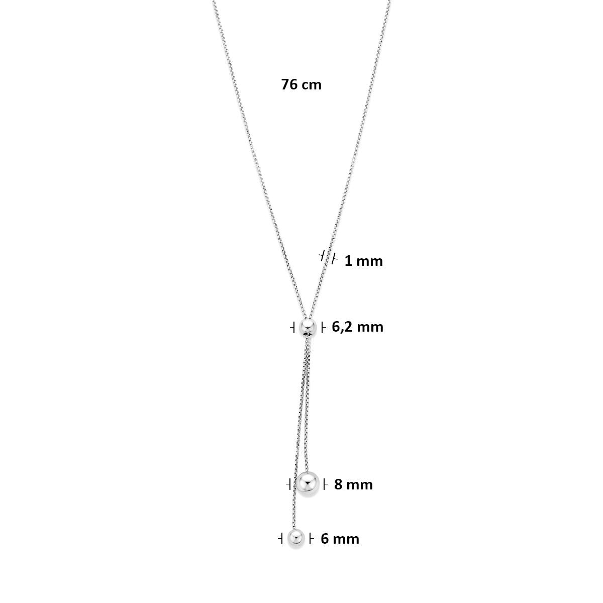 Collana a Y in argento 925 rodiato con sferette