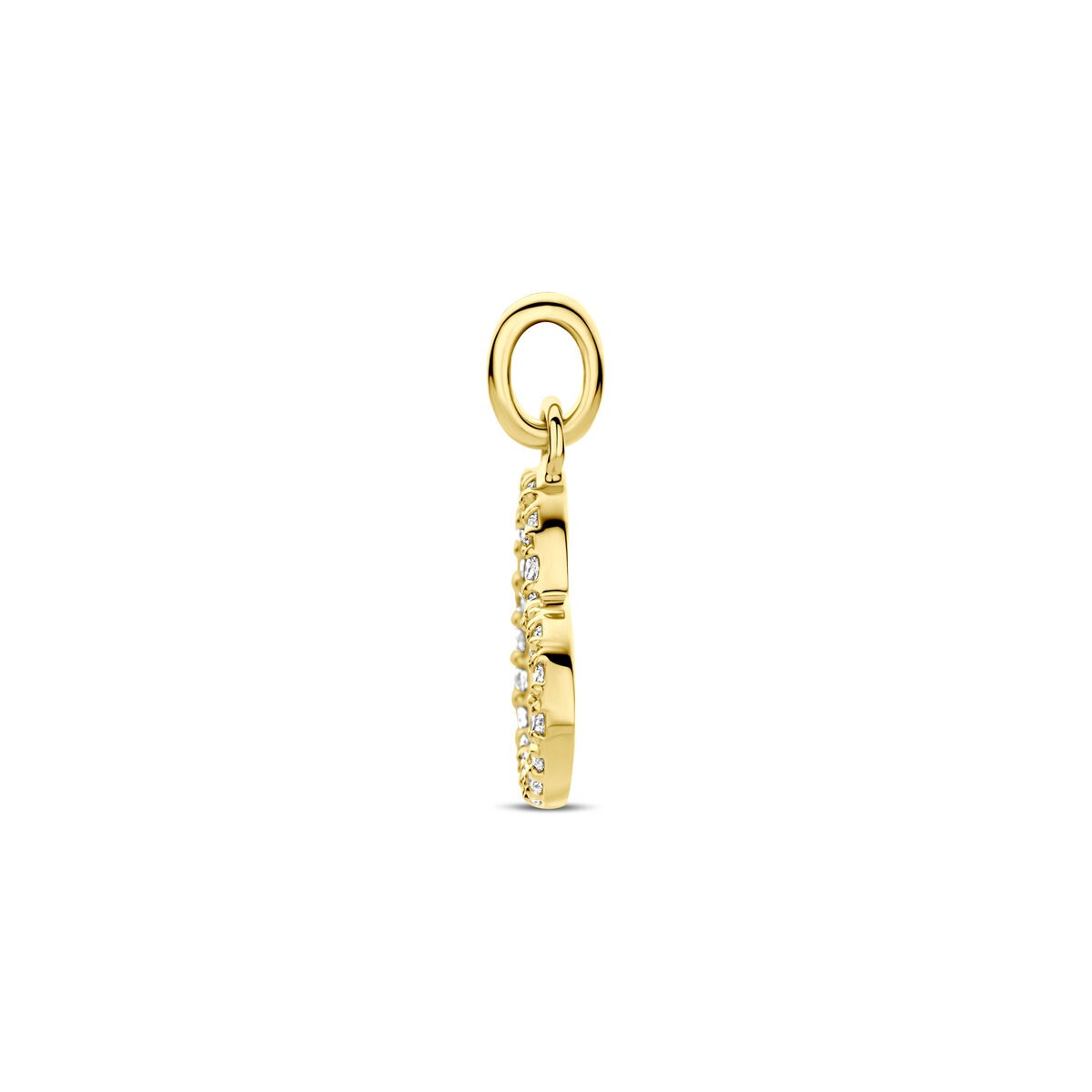 Ciondolo cuore in oro giallo 14k con diamante lab grown