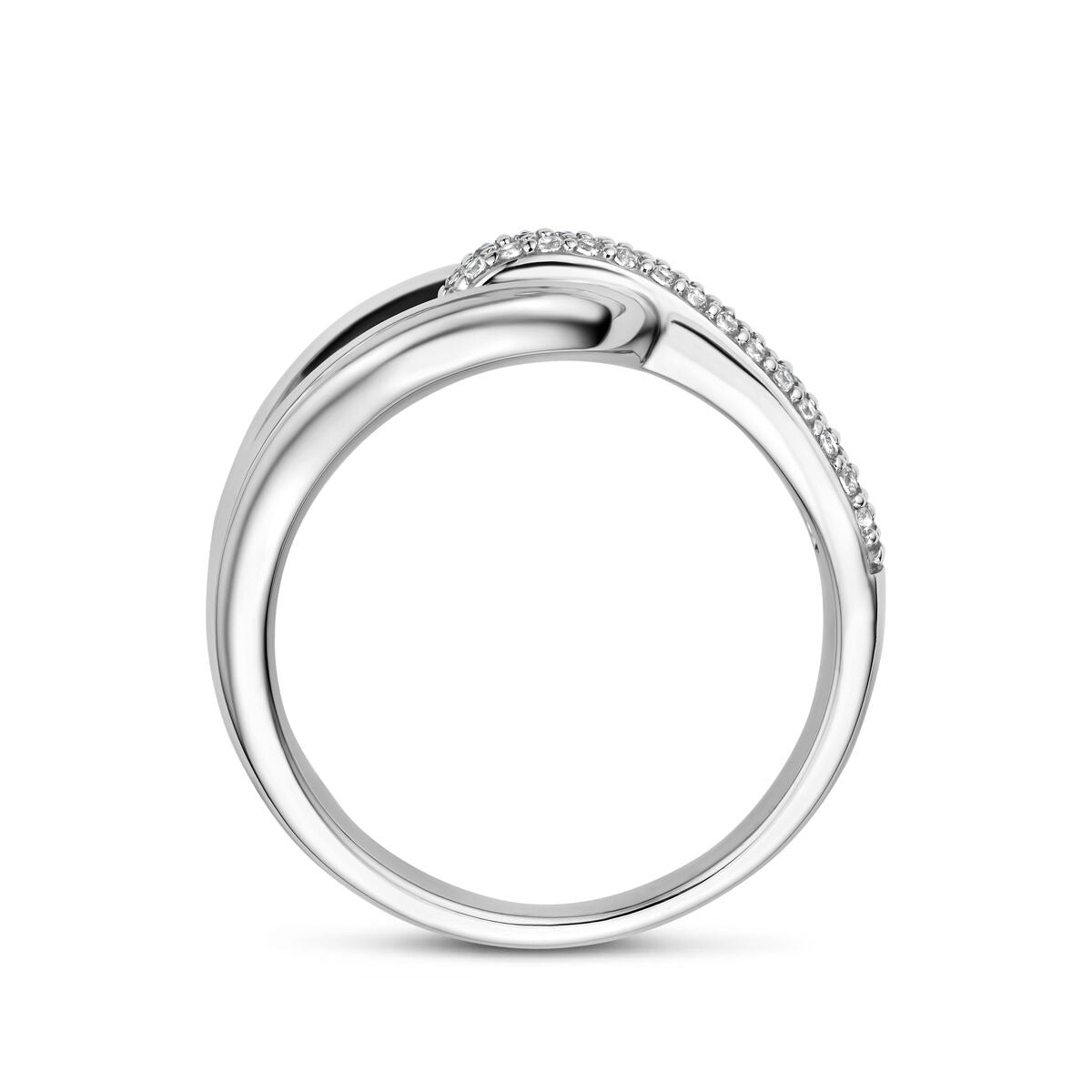 Anello in argento 925 rodiato con zirconia pavé