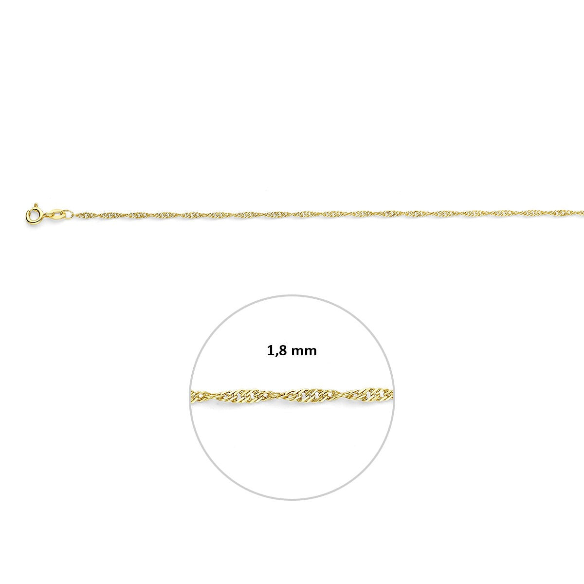 Collana da donna in oro giallo 9k con maglia Singapore – larghezza 1,8 mm