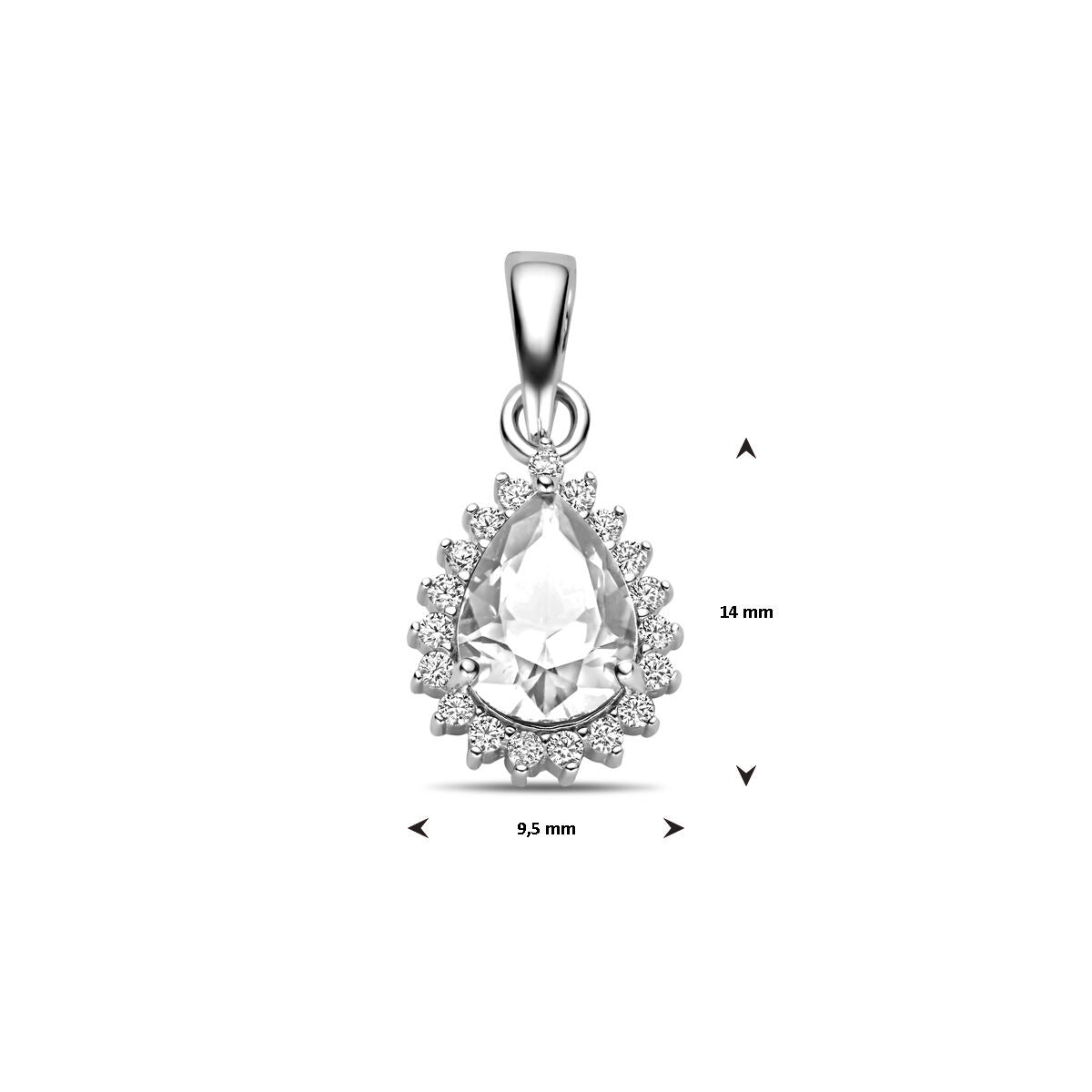 Ciondolo in argento – zircone a forma di pera in entourage