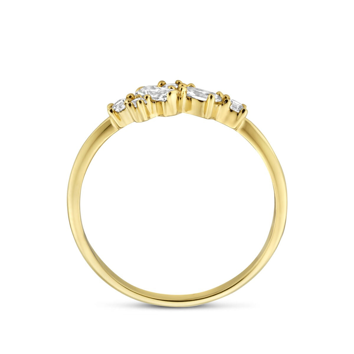 Anello da donna in oro giallo 14k con zircone a entourage