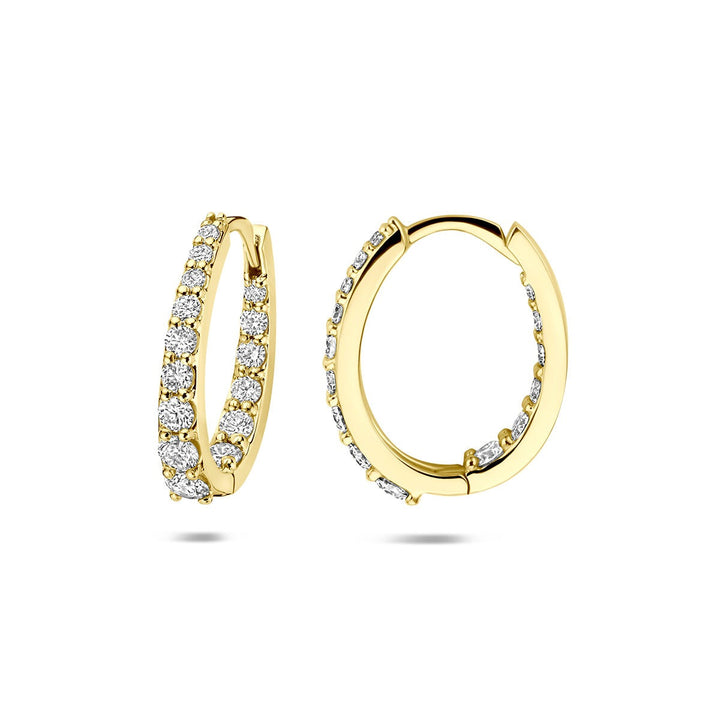 14k Geelgouden klapoorringen met lab grown diamant 0,95 ct