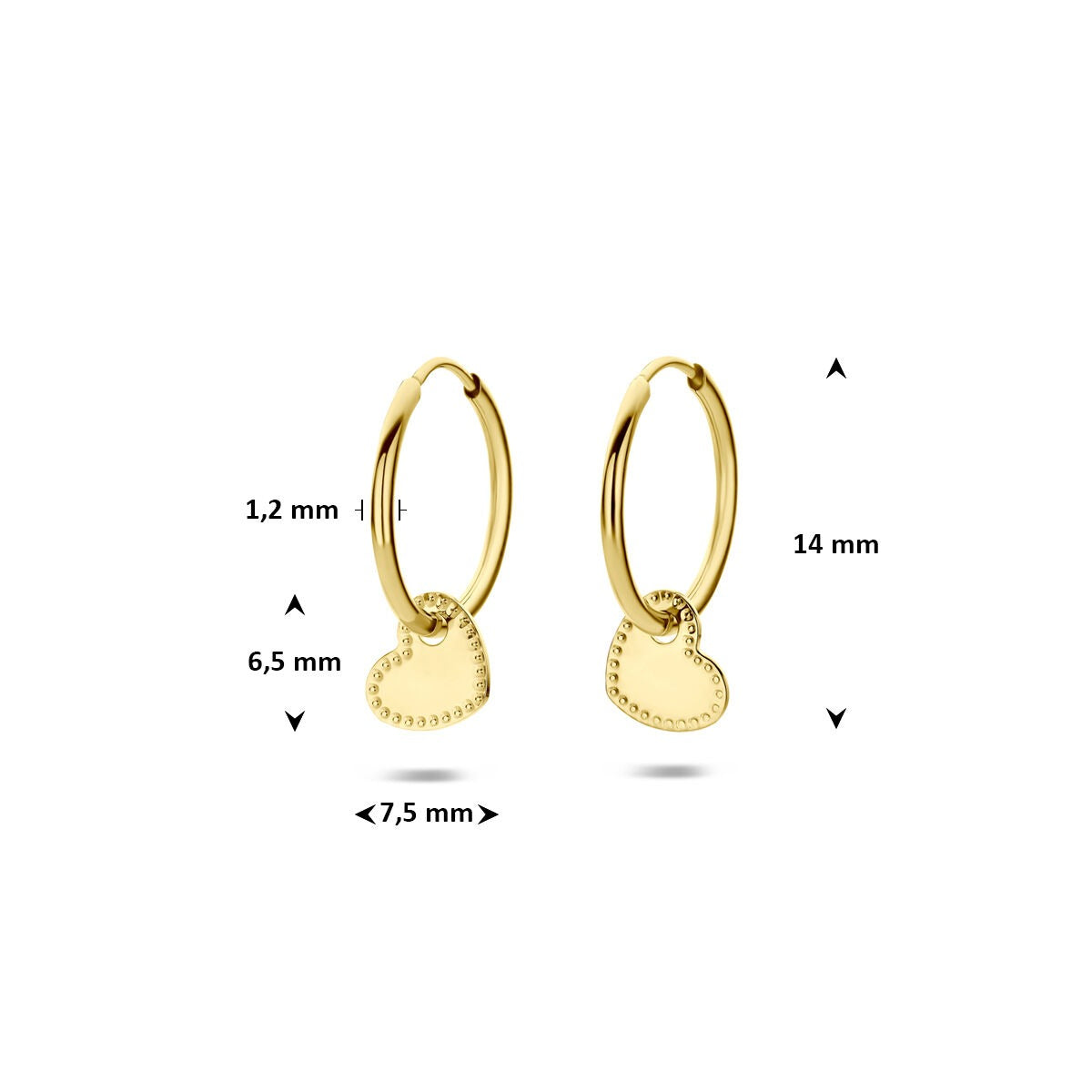 Orecchini in oro giallo 14k con cuoricino