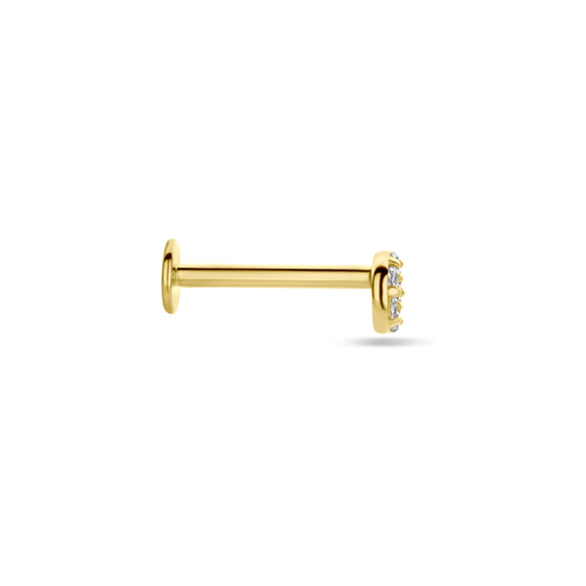 Piercing flat back in oro giallo 9k con zirconia pavé 3,5 mm