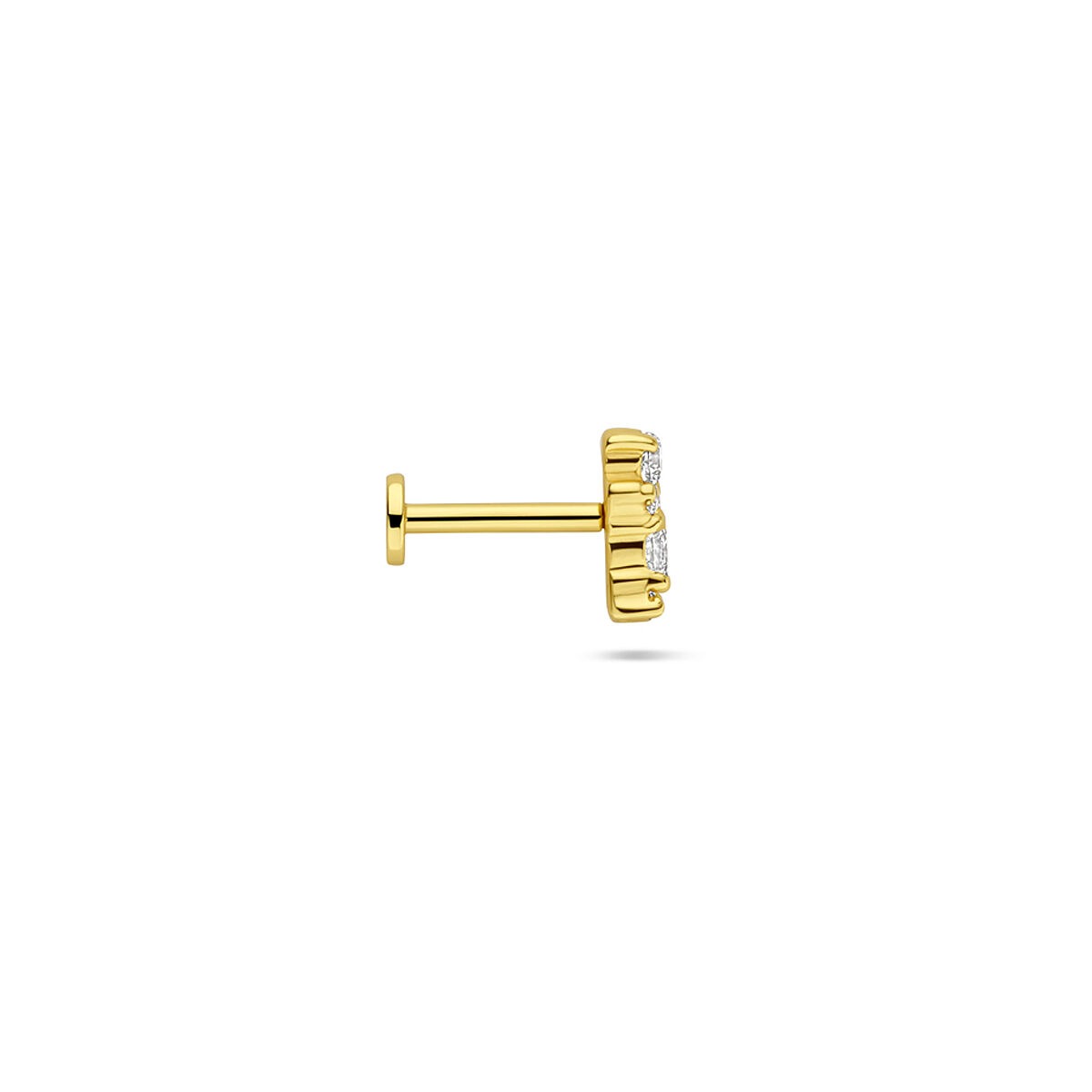 Piercing flat back in argento 925 placcato con zirconia