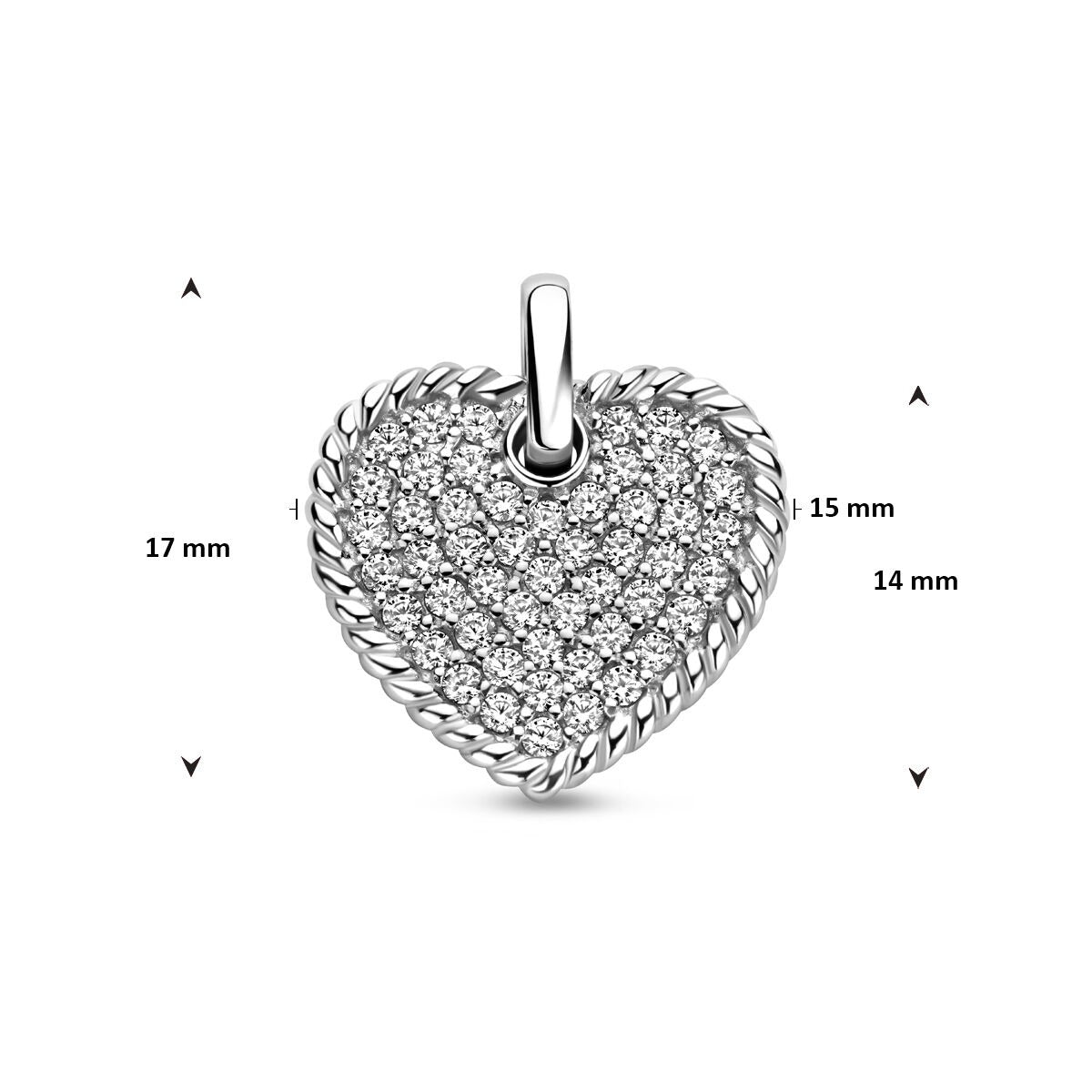 Ciondolo a cuore in argento con zirconi – ciondolo da donna rodiato pieno d'amore e scintillio