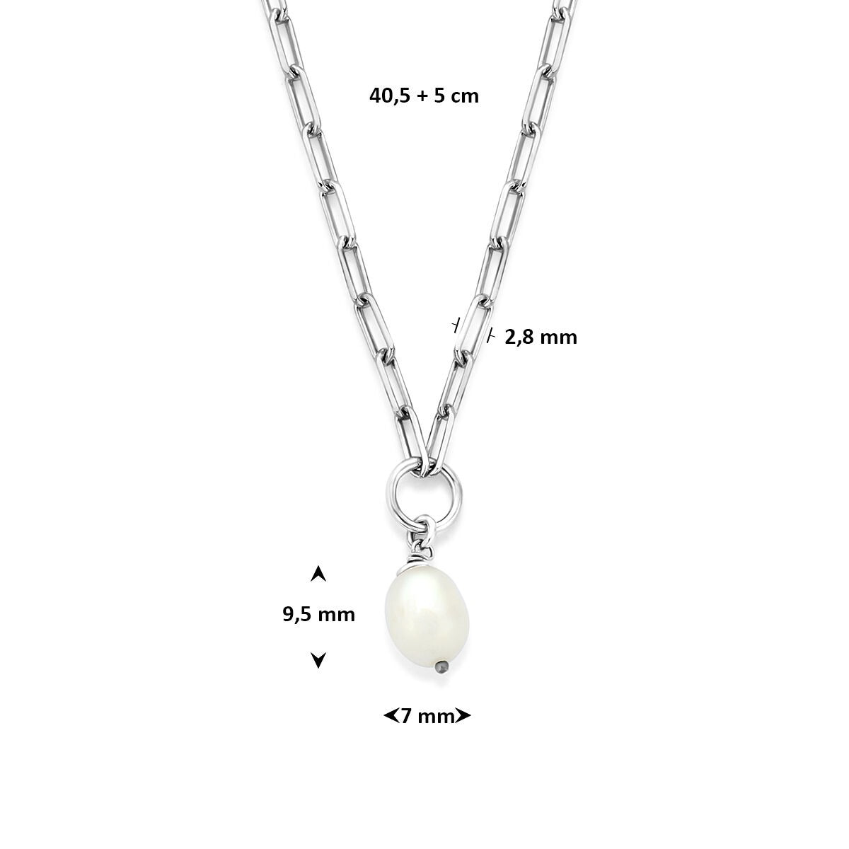 Collana in argento 925 rodiato con perla d'acqua dolce