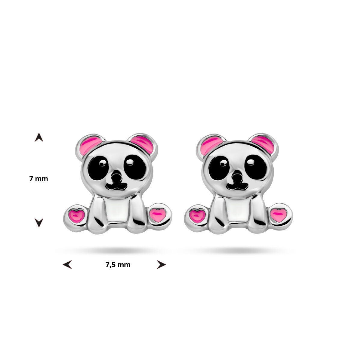Orecchini a bottone panda in argento con smalto – gioiello per bambini
