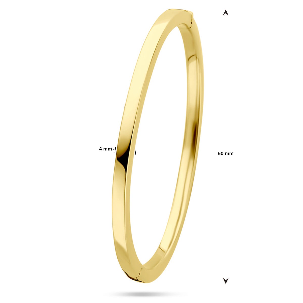Bangle in oro giallo 14k – larghezza 4 mm, con chiusura a cerniera