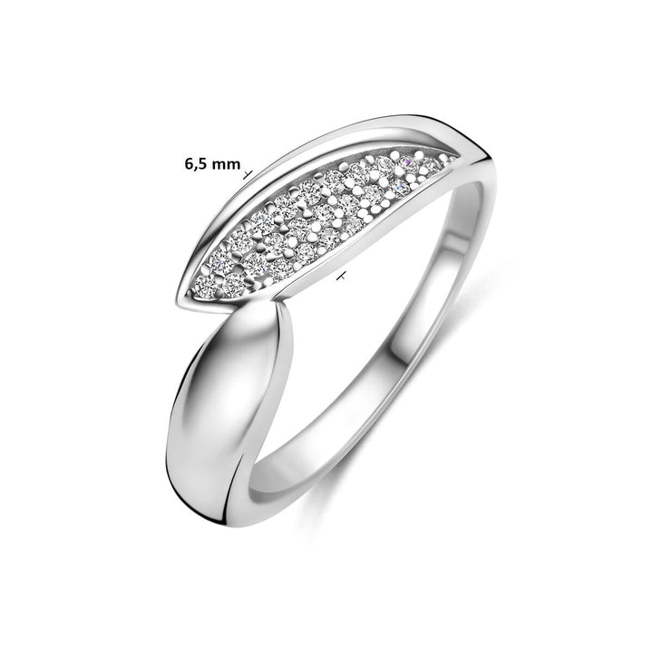 Gerhodineerd 925 zilveren ring met pavé zirkonia