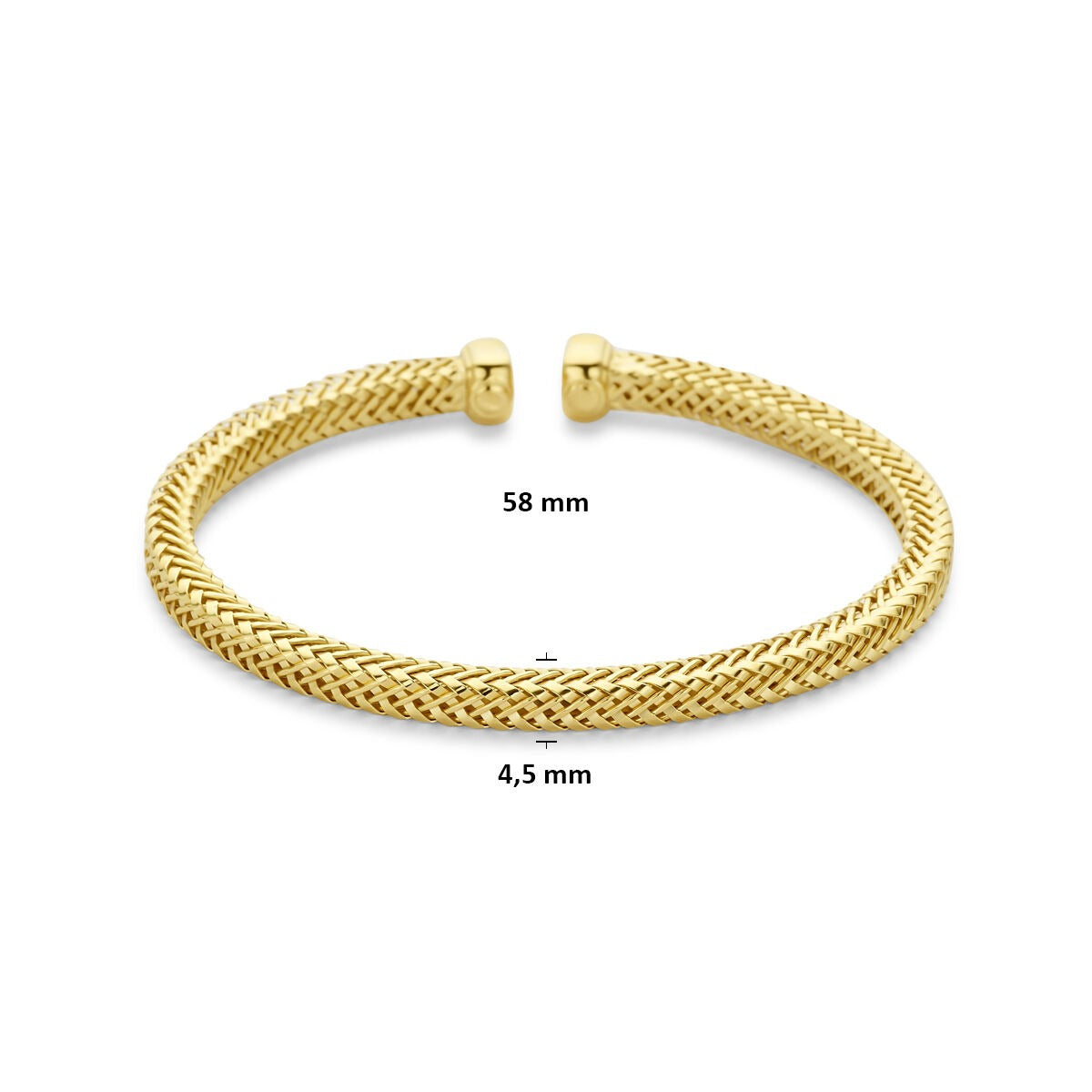 Bracciale rigido in argento 925 placcato oro 58 x 4.5 mm