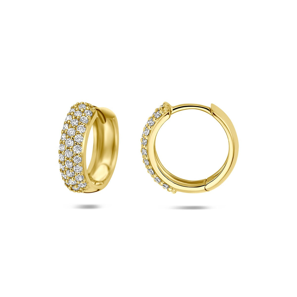 Orecchini a cerchio in oro giallo 14k con diamante lab grown